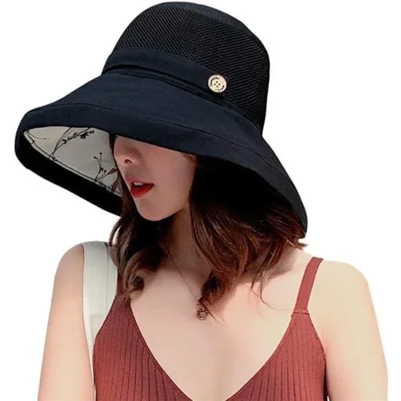 WomenSun Hats Summer Black